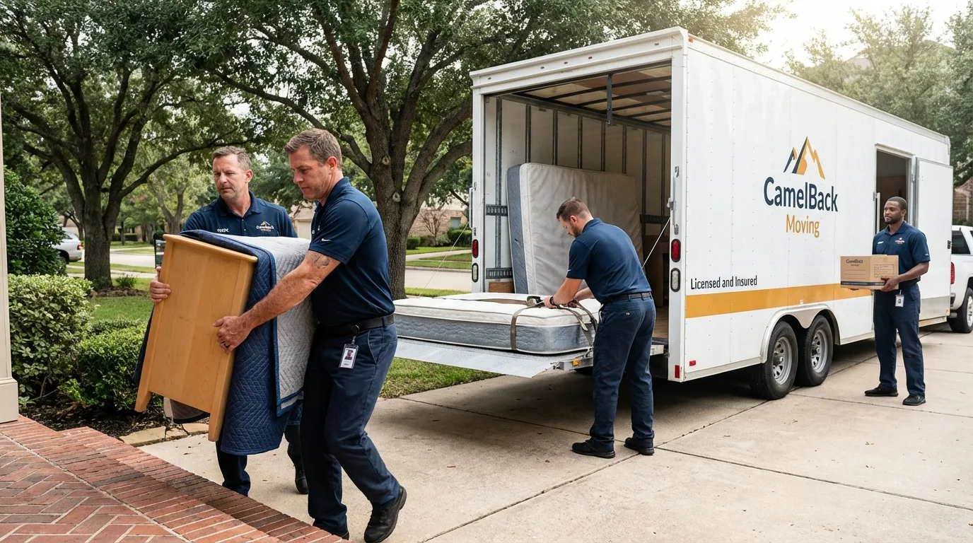 Crew loading residential truck for cross-state move from Ray City, GA
